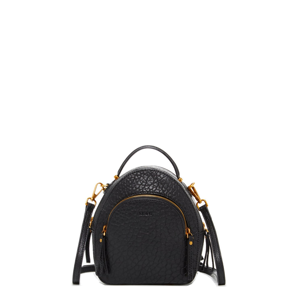 Small Black Leather Backpack Purse for Women Convertible Crossbody Bag