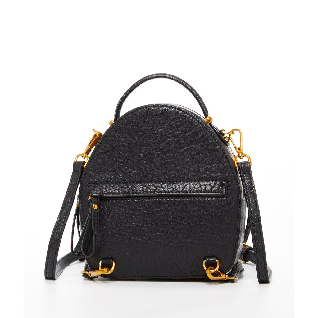 Small Black Leather Backpack Purse for Women Convertible Crossbody Bag