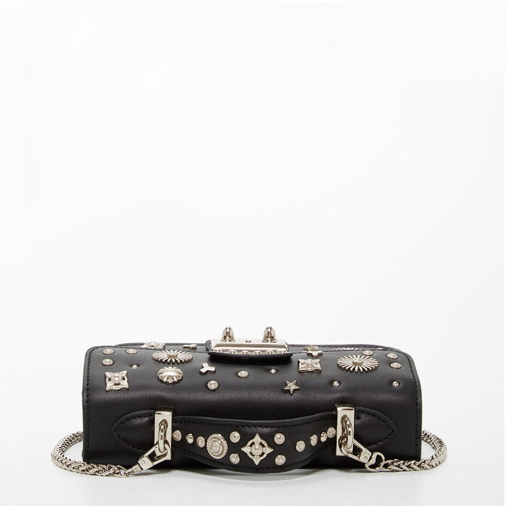 Studded Small Leather Crossbody Bag Black Purse