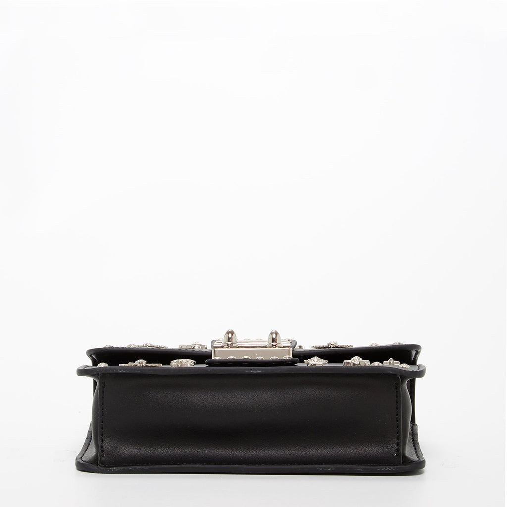Studded Small Leather Crossbody Bag Black Purse