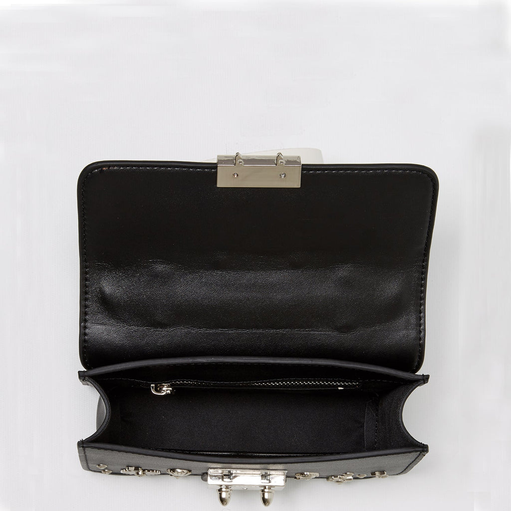 Studded Small Leather Crossbody Bag Black Purse