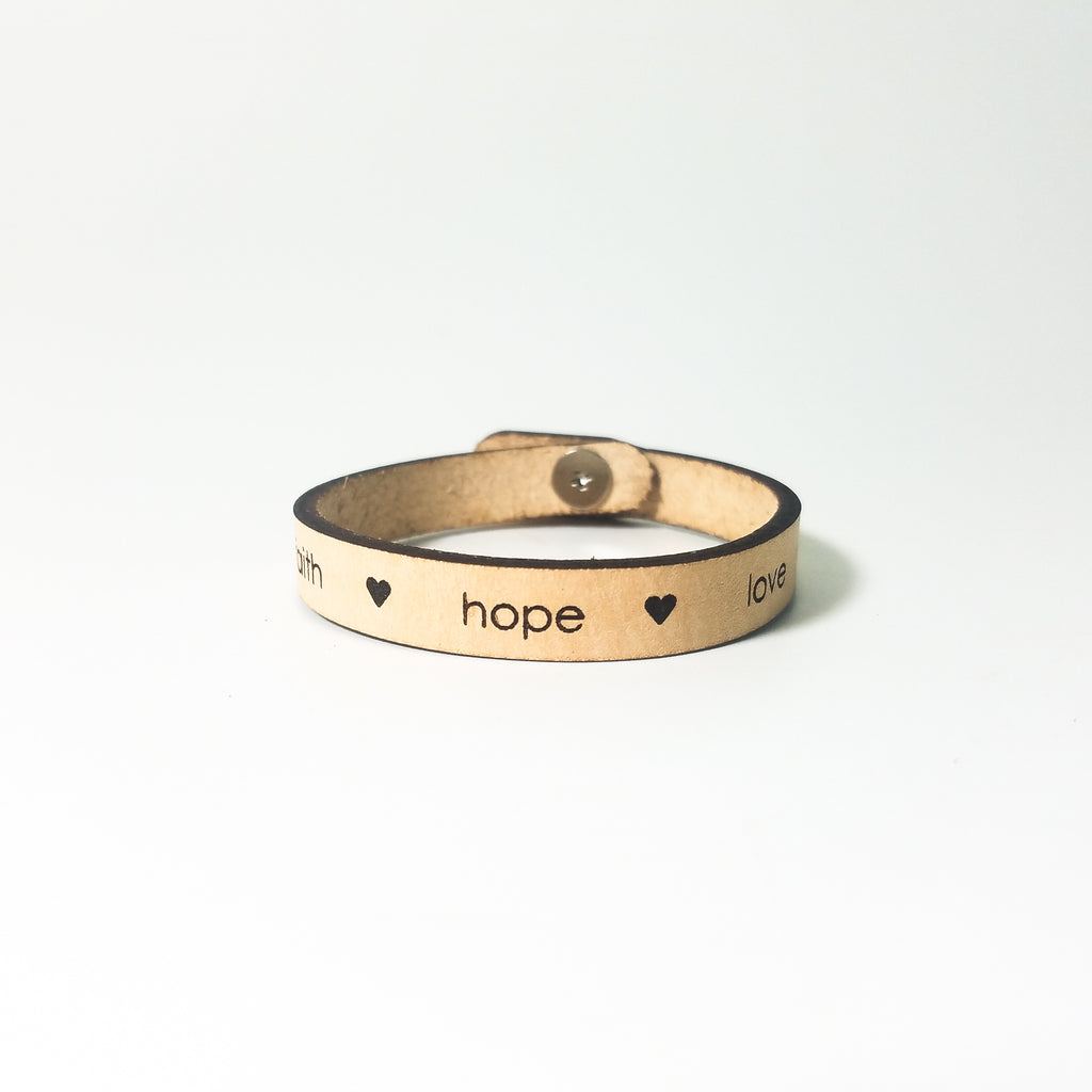 Spiritual Quote Bracelet - faith hope love