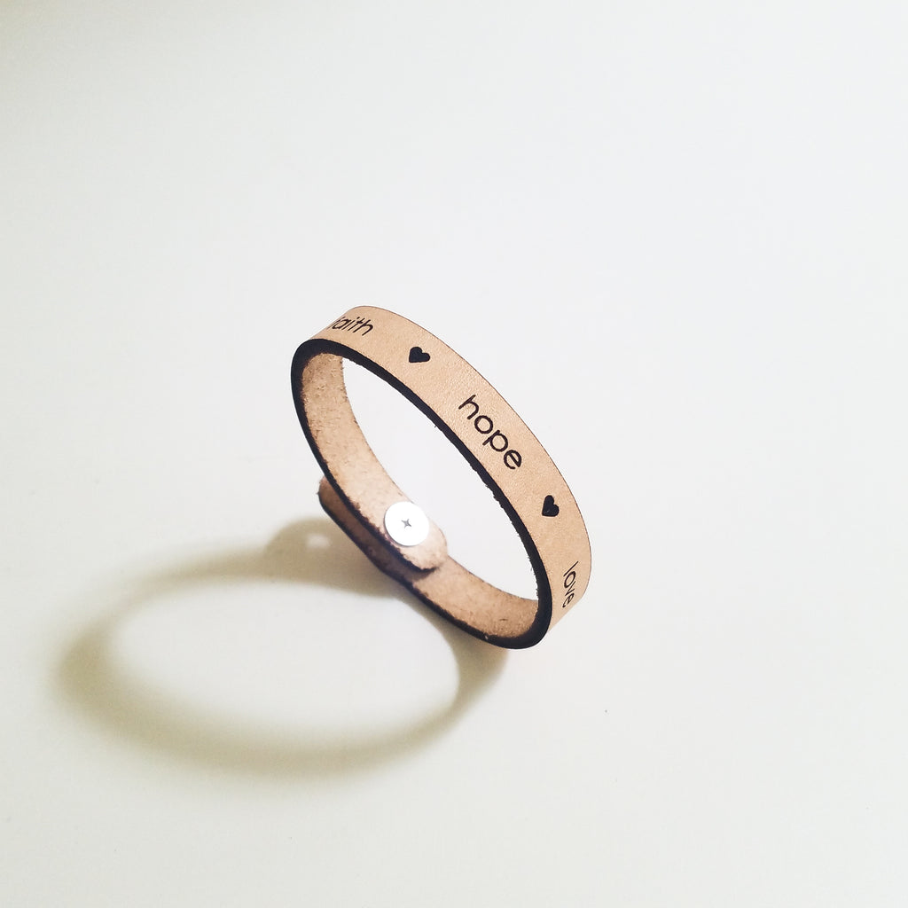 Spiritual Quote Bracelet - faith hope love